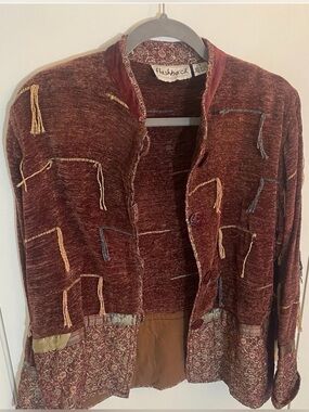 Vintage Flashback Women’s Tapestry Jacket Sweater Patchwork Small Made in India